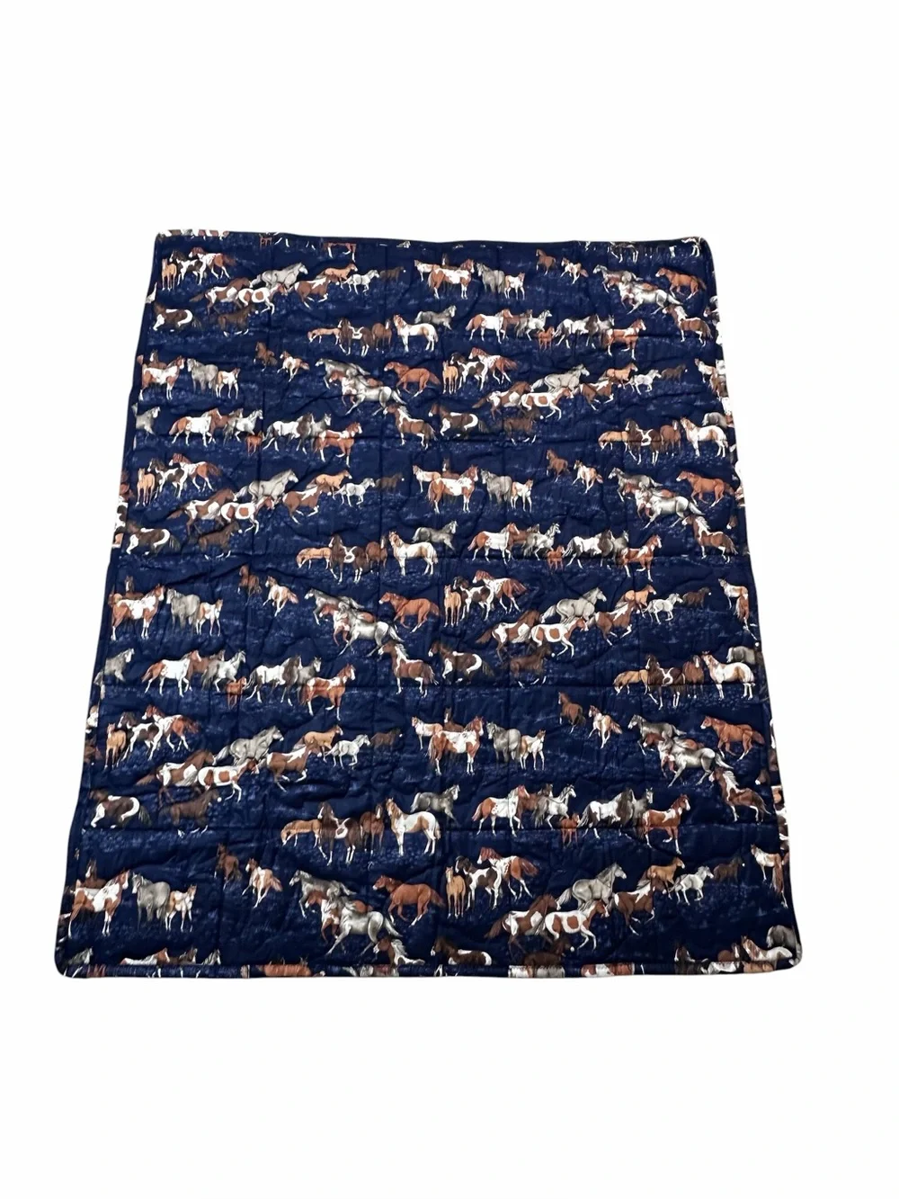 Horse Equestrian Quilt Throw Blanket Cranston Reversible Size 52 x 43 Inches